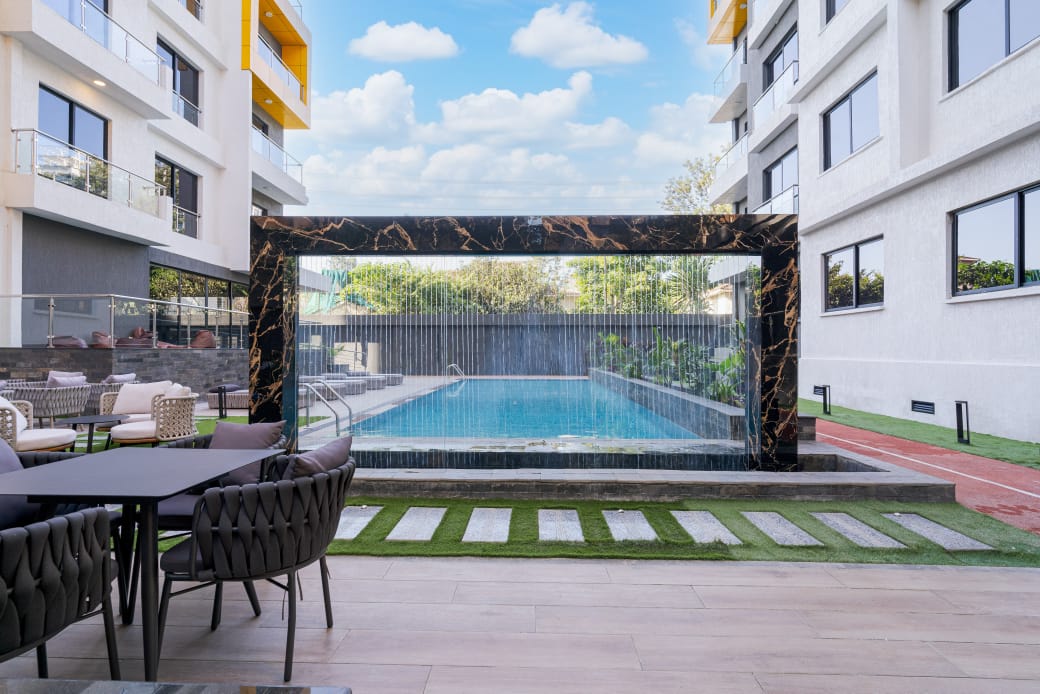 Water feature & terrace at Wilma Towers, Kilimani